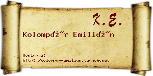 Kolompár Emilián névjegykártya